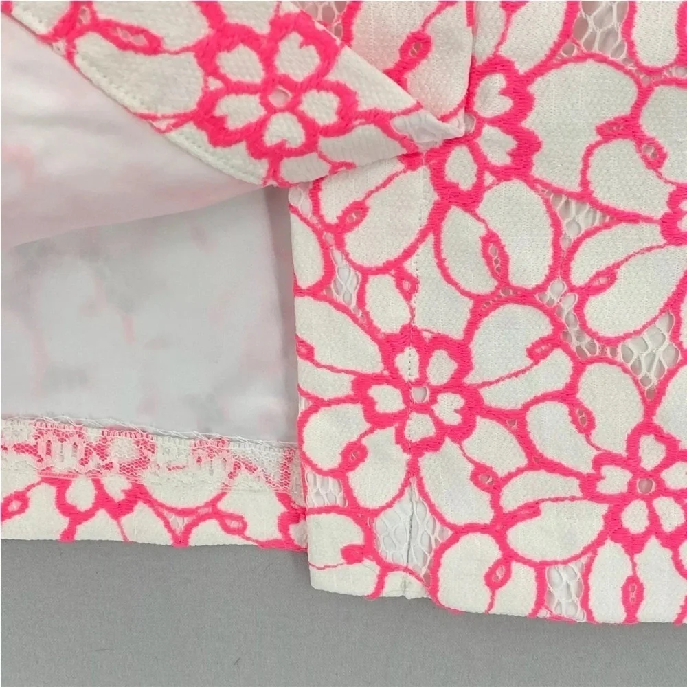 Lilly Pulitzer Hyacinth Fiesta Pink Pique Lace Above Knee Pencil Skirt Size 4 - Picture 6 of 8